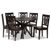 Baxton Studio Liese Modern and Contemporary Transitional Dark Brown Finished Wood 7-Piece Dining Set